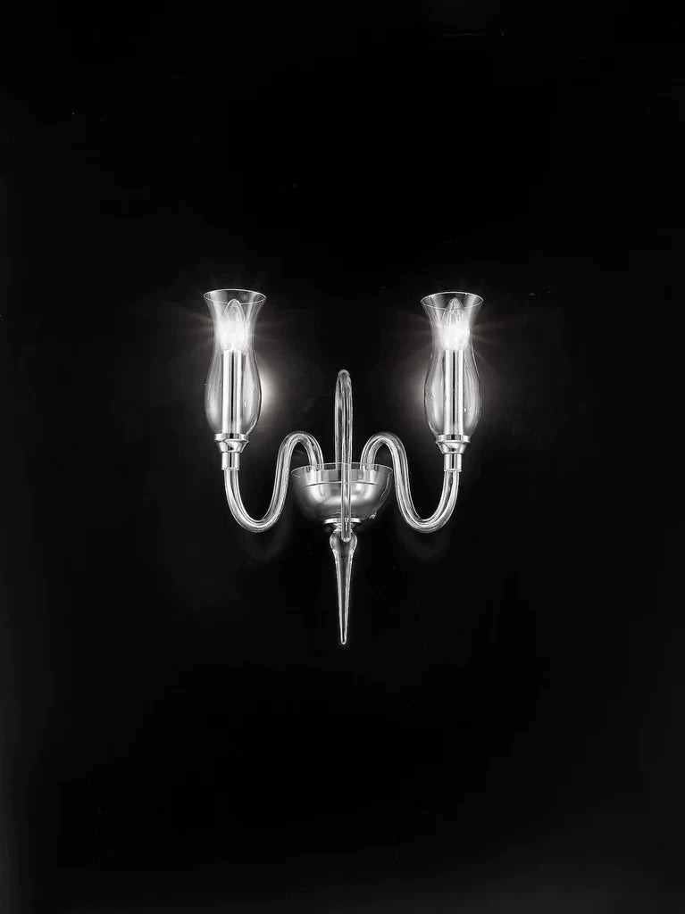 Sylcom Teodato 1022/A2-K-CR Clear Wall Lamp in Polished Chrome Metal Finish