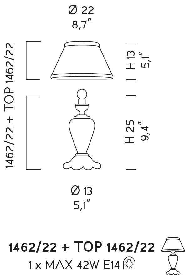Sylcom Teodora 1462/22-K-GRY Grey Lamp Shade in Polished Chrome Metal Finish
