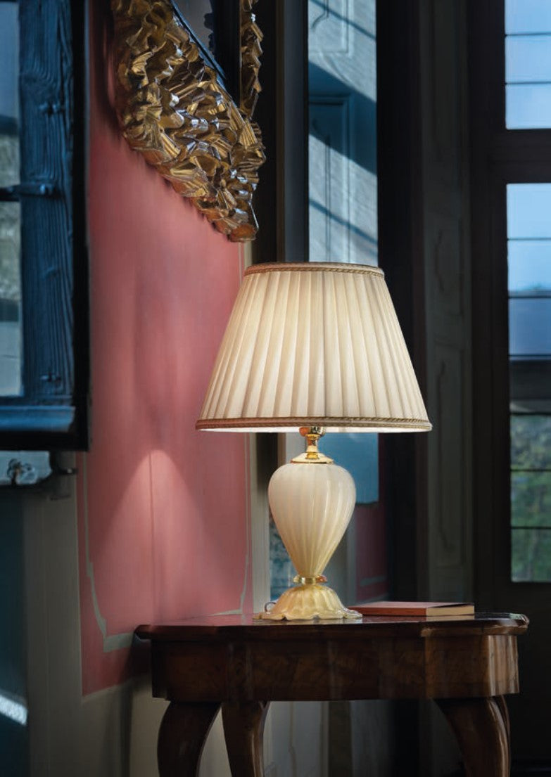 Sylcom Teodora 1462/35-D-BLAV Milk White Ivory Lamp Shade in Polished Gold Metal Finish