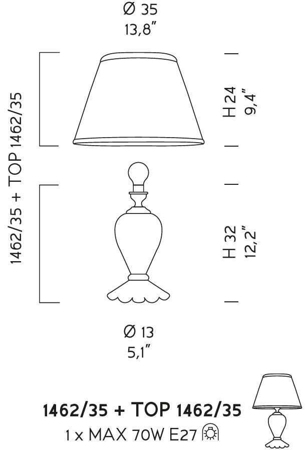 Sylcom Teodora 1462/35-K-CR Clear Lamp Shade in Polished Chrome Metal Finish