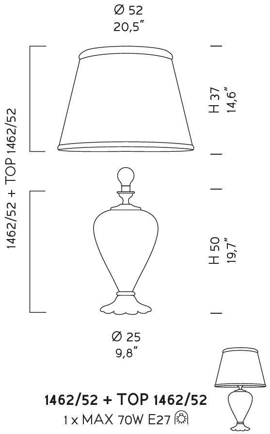 Sylcom Teodora TOP 1462/52-ARG Ivory and Silver Trim Lamp Shade