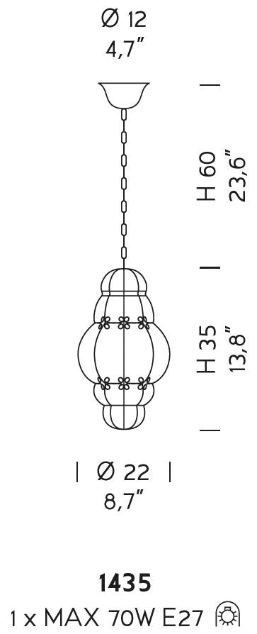 Sylcom Tiepolo 1435-INOX-FU Smoked Suspension in Rough Steel Metal Finish
