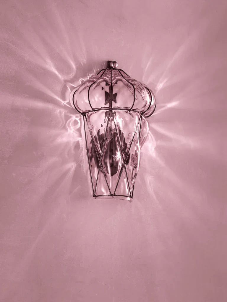 Sylcom Tiepolo 1443/A-INOX-AMT Amethyst Wall lamp in Rough Steel Metal Finish