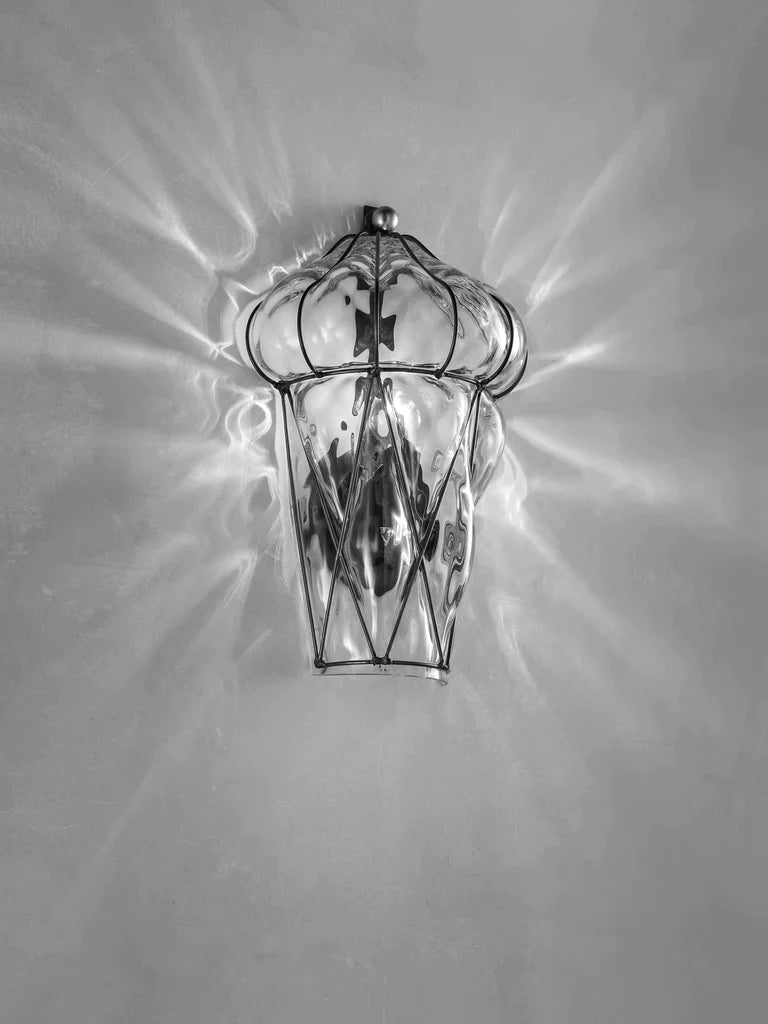 Sylcom Tiepolo 1443/A-INOX-CR Clear Wall lamp in Rough Steel Metal Finish
