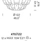 Sylcom Tribuno 470/122-B-AMB Amber Ceiling Lamp in White Metal Finish