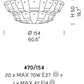 Sylcom Tribuno 470/154-B-AMB Amber Ceiling Lamp in White Metal Finish