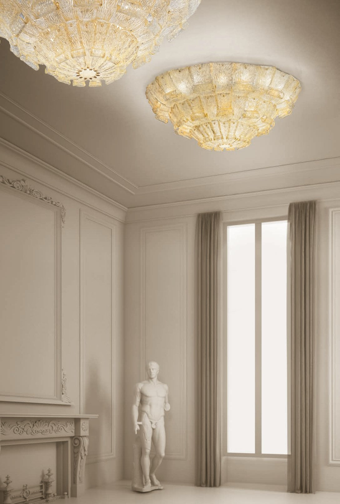 Sylcom Tribuno 470/154-B-ORO 24 Kt Gold Ceiling Lamp in White Metal Finish