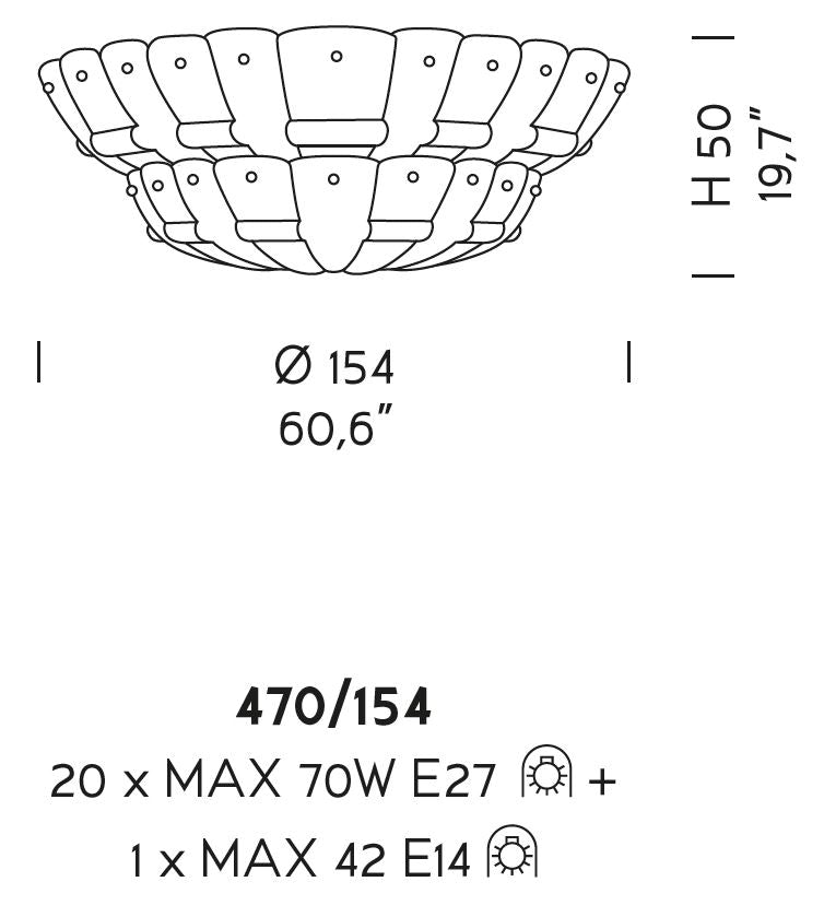 Sylcom Tribuno 470/154-B-ORO 24 Kt Gold Ceiling Lamp in White Metal Finish