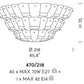 Sylcom Tribuno 470/218-B-ORO 24 Kt Gold Ceiling Lamp in White Metal Finish