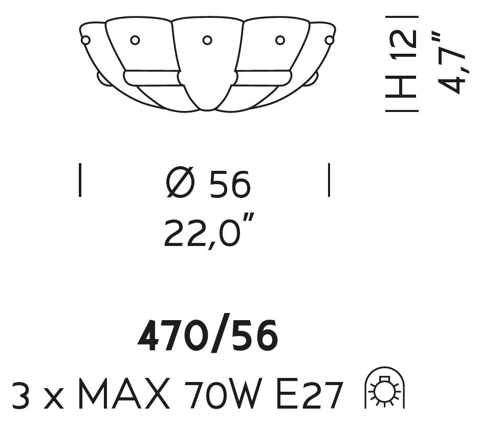 Sylcom Tribuno 470/56-B-CR Clear Ceiling Lamp in White Metal Finish