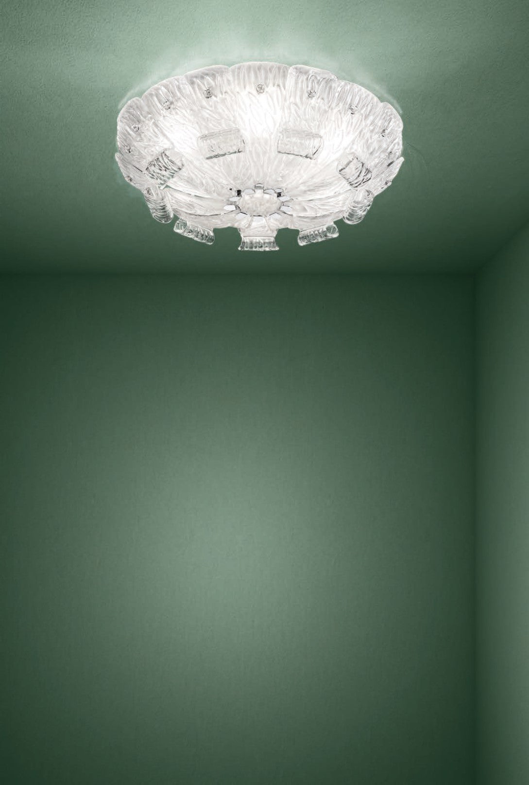 Sylcom Tribuno 470/78-B-CR Clear Ceiling Lamp in White Metal Finish