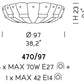 Sylcom Tribuno 470/97-B-AMB Amber Ceiling Lamp in White Metal Finish