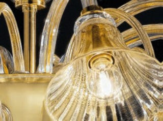 Sylcom Venier 1420/A2-D-CR.ORO Clear and 24 Kt Gold Wall Lamp in Polished Gold Metal Finish