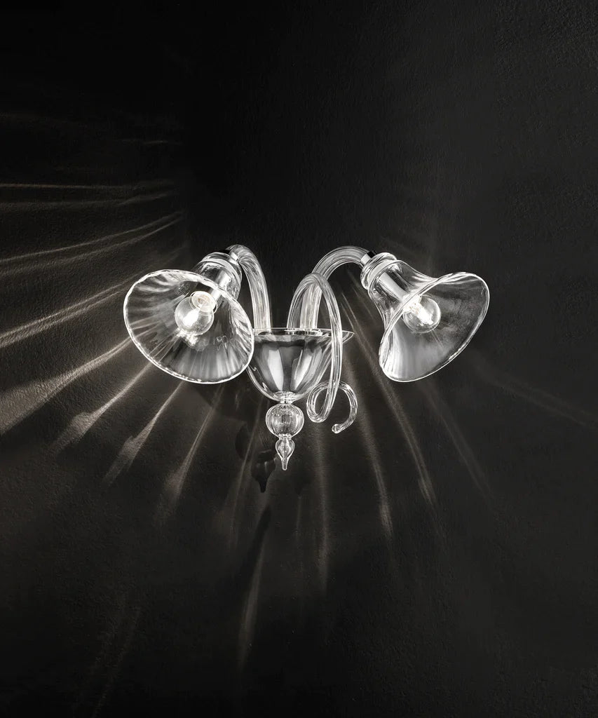 Sylcom Venier 1420/A2-K-CR Clear Wall Lamp in Polished Chrome Metal Finish