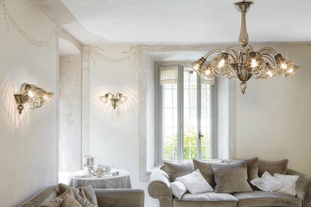 Sylcom Venier 1421/3-D-CR Clear Ceiling Lamp in Polished Gold Metal Finish