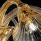 Sylcom Venier 1421/3-D-D.A Amber Detailing Ceiling Lamp in Polished Gold Metal Finish