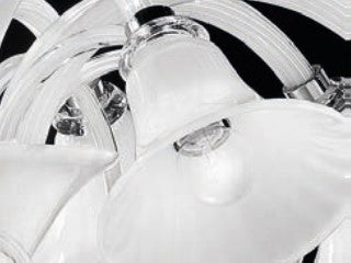 Sylcom Venier 1421/3-K-BL.CR Milk White and Clear Ceiling Lamp in Polished Chrome Metal Finish