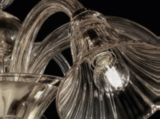 Sylcom Venier 1421/8-K-FU Smoked Ceiling Lamp in Polished Chrome Metal Finish