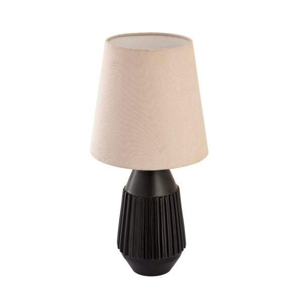 TOV Furniture Allyson Black Brass Base Table Lamp With Taupe Lamp Shade