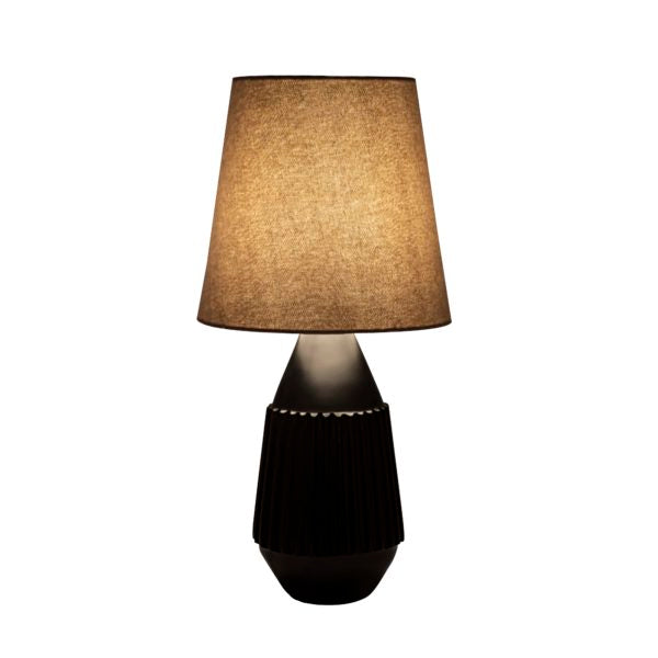 TOV Furniture Allyson Black Brass Base Table Lamp With Taupe Lamp Shade