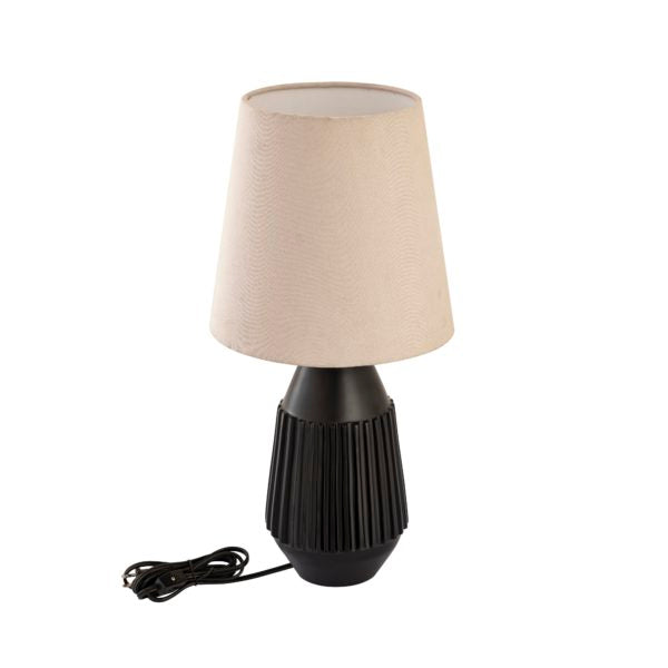 TOV Furniture Allyson Black Brass Base Table Lamp With Taupe Lamp Shade