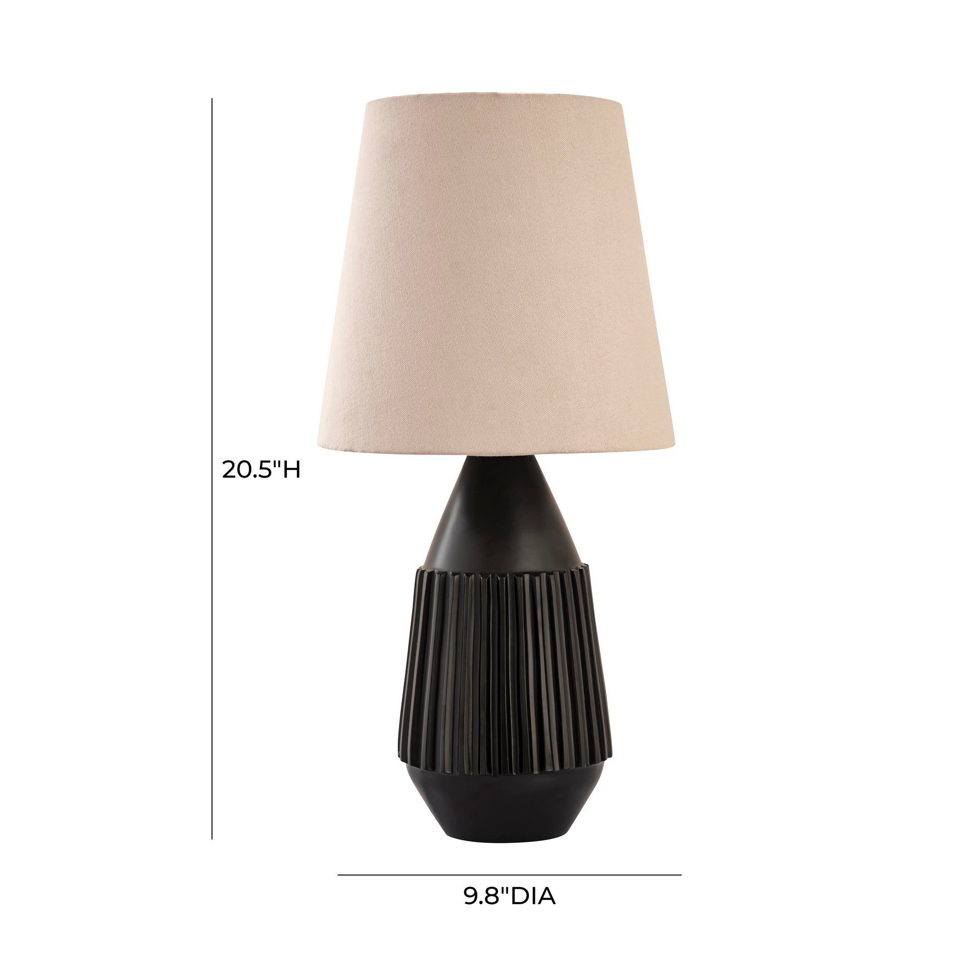 TOV Furniture Allyson Black Brass Base Table Lamp With Taupe Lamp Shade