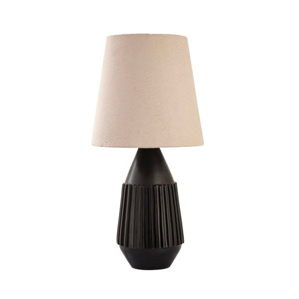 TOV Furniture Allyson Black Brass Base Table Lamp With Taupe Lamp Shade