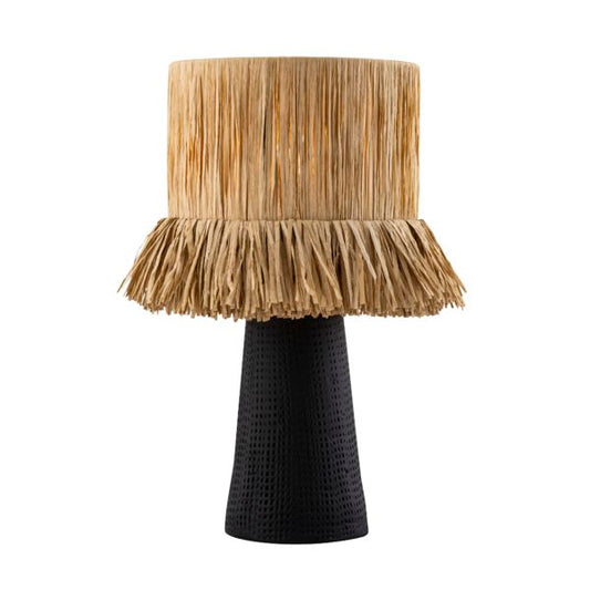 TOV Furniture Amira Rafia Rattan Table Lamp in Black Finish