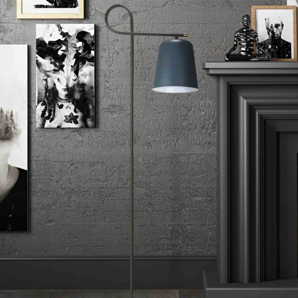 TOV Furniture Babel Marble Base Floor Lamp in Gray Conical Shade