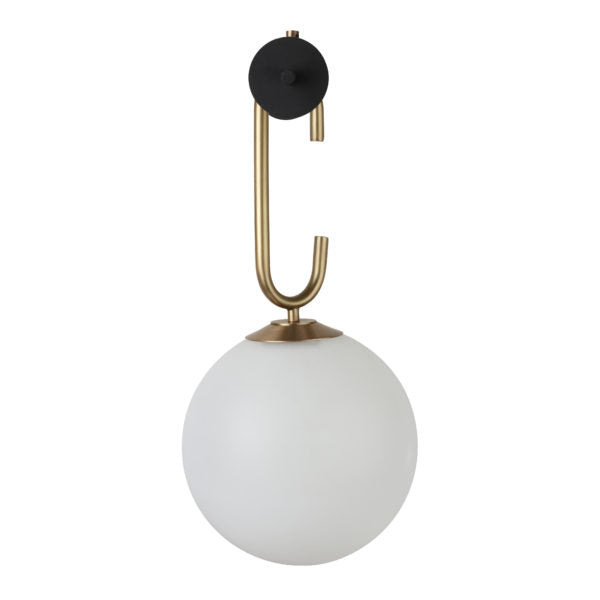 TOV Furniture Chic Hanging Wall Sconce With Frosted Round Shade and Brushed Brass Ring