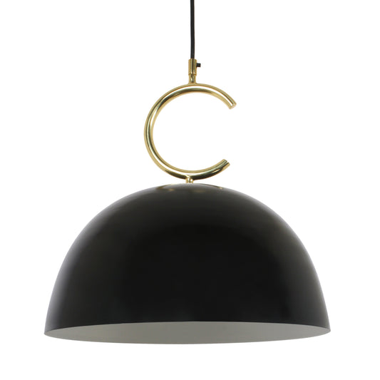 TOV Furniture Chic Wide Pendant Light With A Black Classic Dome Shade and Brass Ring