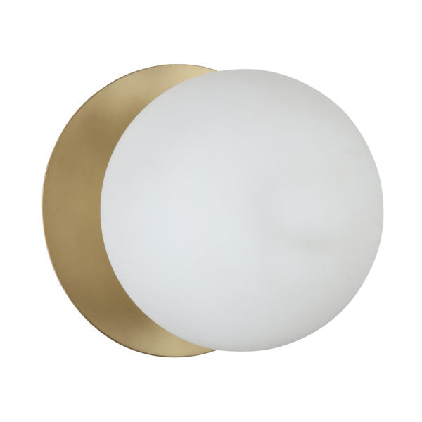 TOV Furniture Globe Wall Sconce With Frosted Spherical Shade in Antique Brass Frame