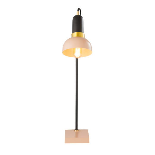 TOV Furniture Juku Iron Base Table Lamp With Blush Shade and Gray Finish