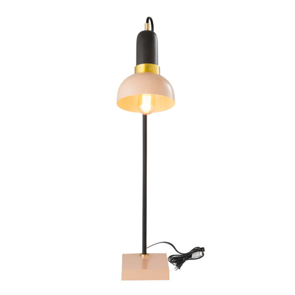 TOV Furniture Juku Iron Base Table Lamp With Blush Shade and Gray Finish