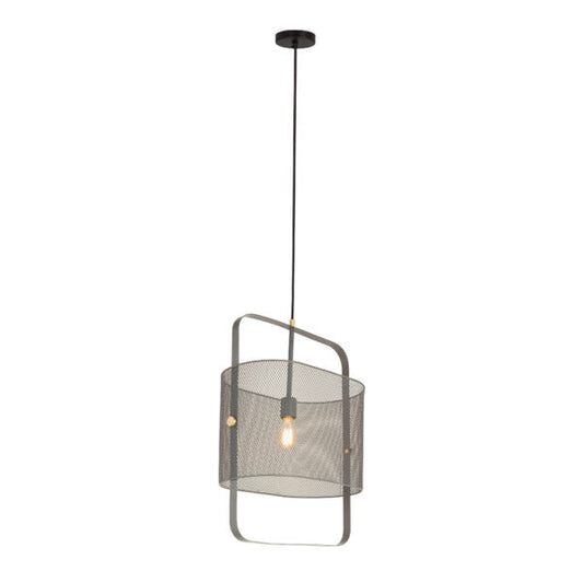 TOV Furniture Klaus Large Gray Pendant Light With Perforated Shade and Brass Hardware Accent