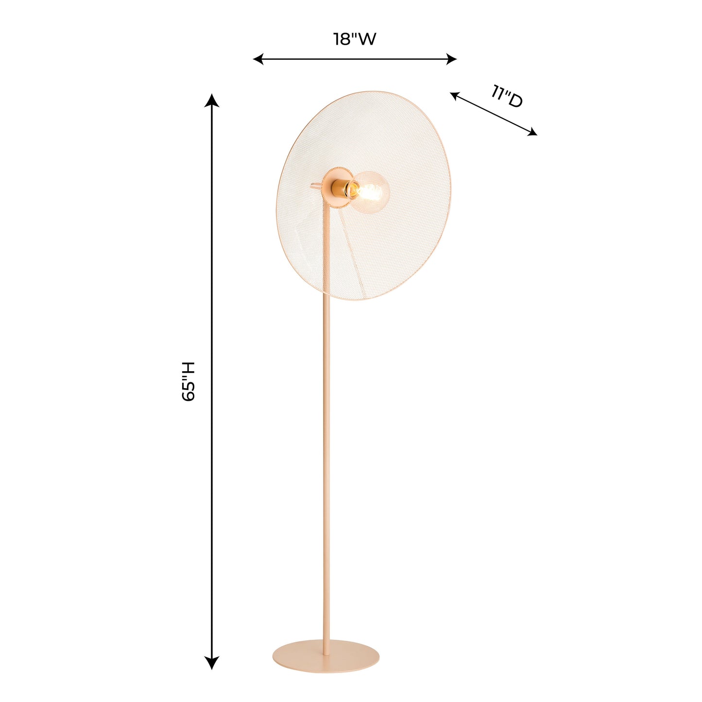 TOV Furniture Kochi Floor Lamp With Perforated Shade in Matte Blush Finish