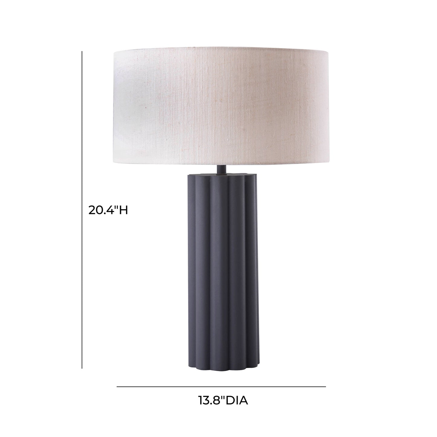 TOV Furniture Latur Iron Base Table Lamp With Cream Drum Shade in Gray Finish