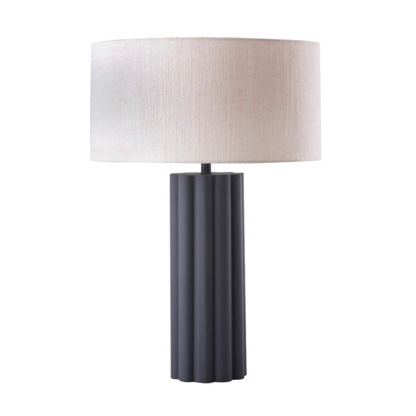 TOV Furniture Latur Iron Base Table Lamp With Cream Drum Shade in Gray Finish