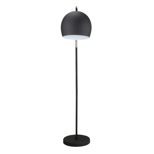 TOV Furniture Lucci Brass Floor Lamp With Black Dome Shade and Black Arched Neck