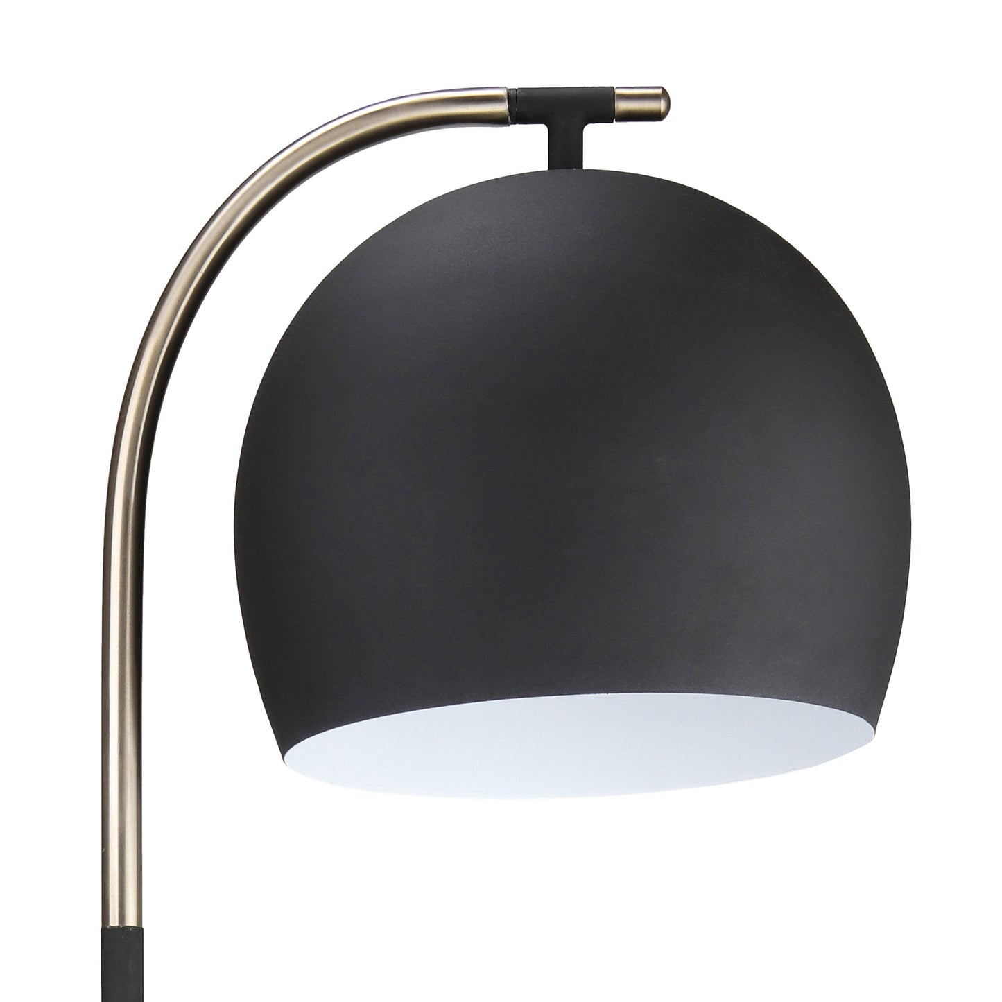 TOV Furniture Lucci Brass Floor Lamp With Black Dome Shade and Black Arched Neck