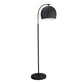 TOV Furniture Lucci Brass Floor Lamp With Black Dome Shade and Black Arched Neck