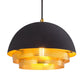 TOV Furniture Luxor Small Pendant Light With Matte Black Dome Shade and Two Tier Brass Rings