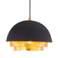 TOV Furniture Luxor Small Pendant Light With Matte Black Dome Shade and Two Tier Brass Rings