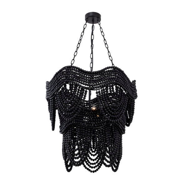 TOV Furniture Porto Beaded Chandelier in Black Finish