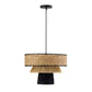 TOV Furniture Rylie Rattan Pendant Light With Brown Shade and Black Finish