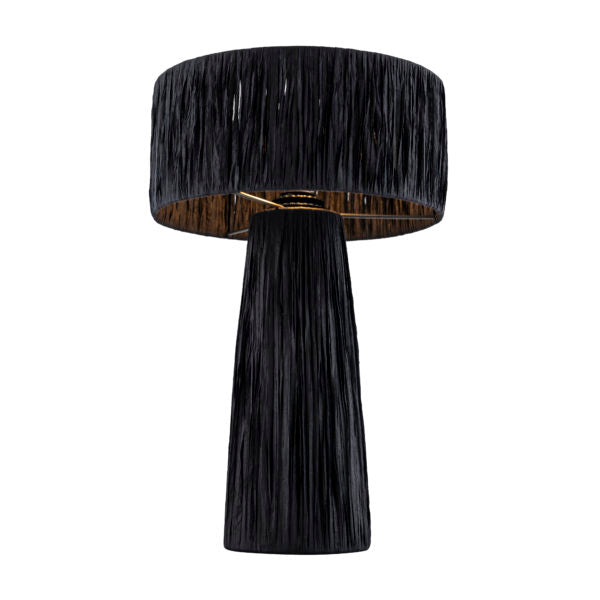 TOV Furniture Shelby Rafia Rattan Table Lamp in Black Finish