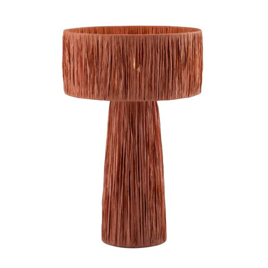 TOV Furniture Shelby Rafia Rattan Table Lamp in Brick Red Finish