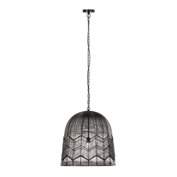 TOV Furniture Tessa Large Cage Pendant Light in Black Finish