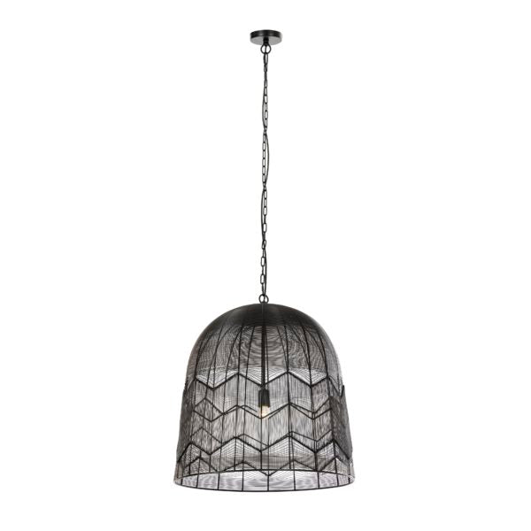 TOV Furniture Tessa Large Cage Pendant Light in Black Finish