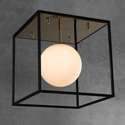 The Vault Allister Geometric Globe Ceiling Light - Black Brass Two Tone